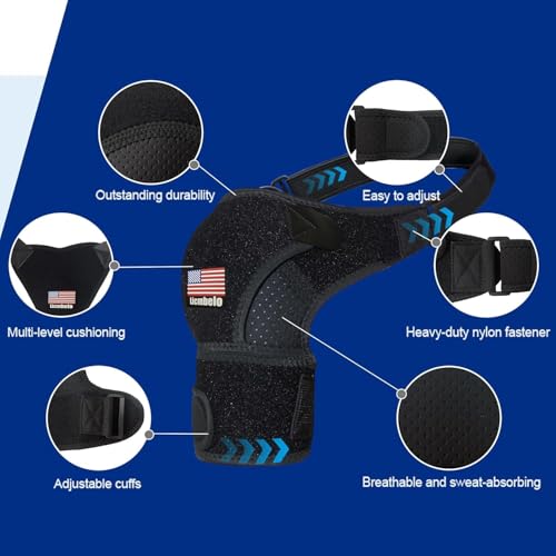 Adjustable Shoulder Brace for Rotator Cuff Tear & Post-Surgery Recovery - Arm Sling with Ice Pack Pocket, Breathable Compression Sleeve for Sports Injury, Arthritis, Men & Women (Black)