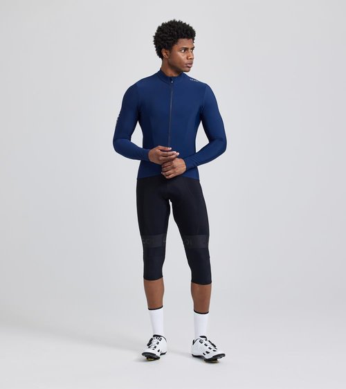 LE COL Men's Pro Aqua Zero Long Sleeve Jersey | Breathable Cycling Shirt | Rear Pockets, Water Resistant, Zip Closure (US, Alpha, Large, Regular, Regular, Navy)