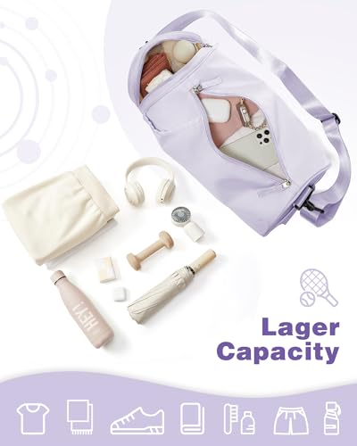 A2 Purple Small Waterproof Gym Bag with Wet Pocket - Women's Fitness Duffle