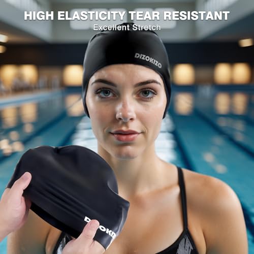 High Elasticity Silicone Swim Cap for Men and Women - Black & Grey