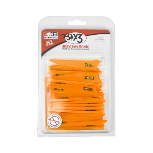 Bohning X3 Vane, 3", Neon Orange, 36pk