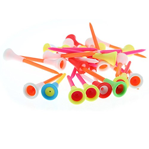 Rubber Cushion Top Plastic Golf Tees 2-3/4 Inch Pack of 50 - Mixed Colors