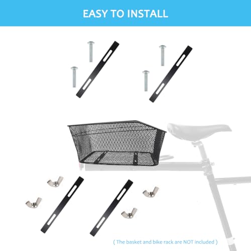 Bike Basket Mounting Brackets 9x0.8in Tool-Free Installation for Cargo Racks
