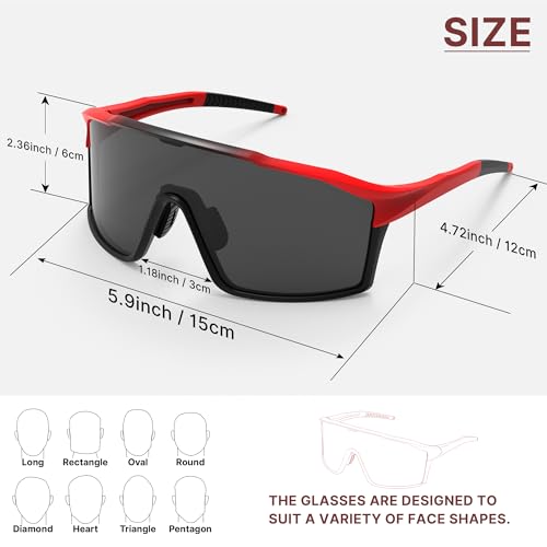 Cycling Glasses Polarized Sports Sunglasses for Men Women Youth Baseball Running Driving Golf