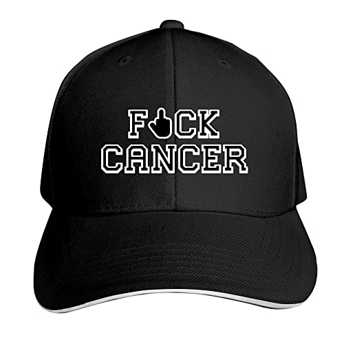 Adult Baseball Cap Fuck Cancer Custom Adjustable Sandwich Cap Black One Size
