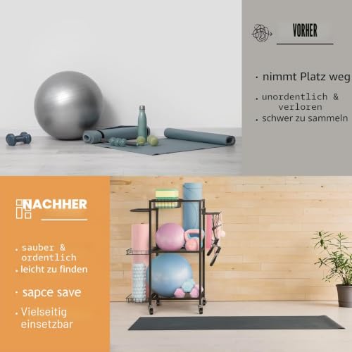 Yoga Mat Storage Rack with Dumbbell & Equipment Organizer - Black