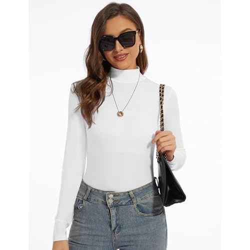 Mock Turtle Neck Long Sleeve Pullover High Neck Undershirt Slim Fit Basic Casual Tee Tops