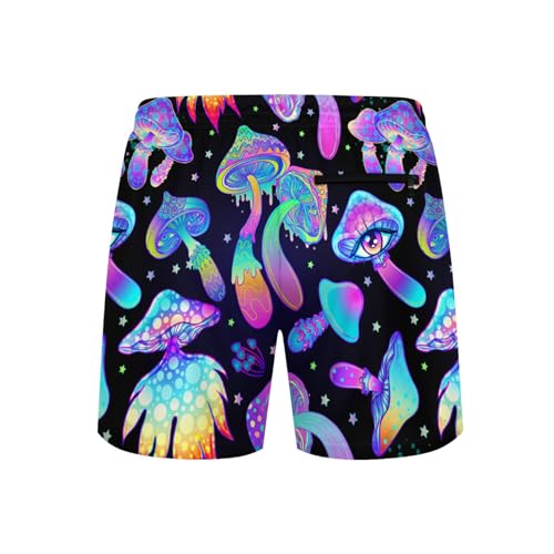 Mens Swim Trunks with Compression Liner - Medium / Mushroom - 5.5 Inch Inseam Quick Dry Beach Shorts