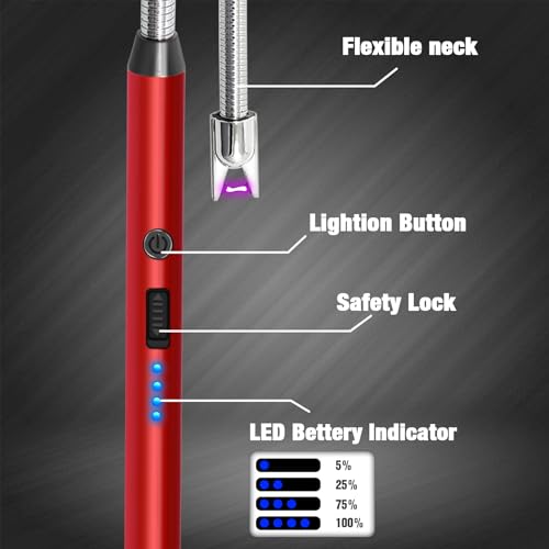5 Pack Candle Lighter Electric Rechargeable Flameless Arc Lighters Flexible Neck USB Plasma Long Lighter for Candles BBQ Grill Camping Birthday Fireworks