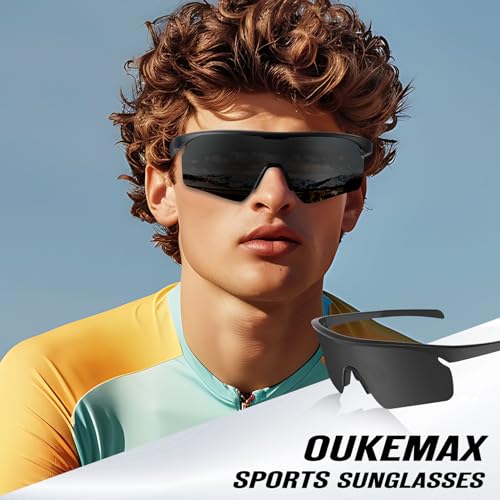 Polarized Sport-Sunglasses-Men Cycling Sunglasses: Running Sun Glasses UV Protection Golf Fishing 3packs