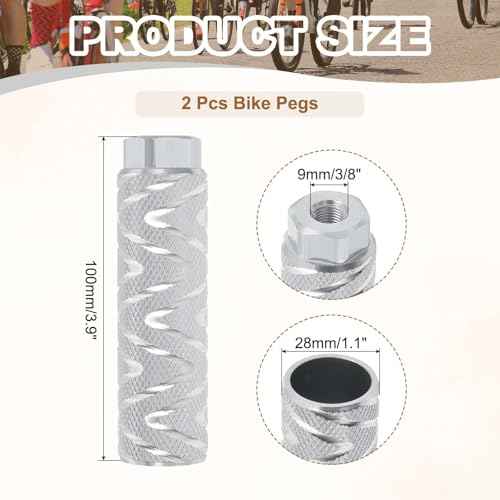 PATIKIL Bike Pegs Fit Axles, Aluminum Alloy Anti-Skid Lead Foot Bicycle Peg Back Seat Stands with Thin Line for BMX Mountain Dirt Bike Cycling Rear Stunt Pegs