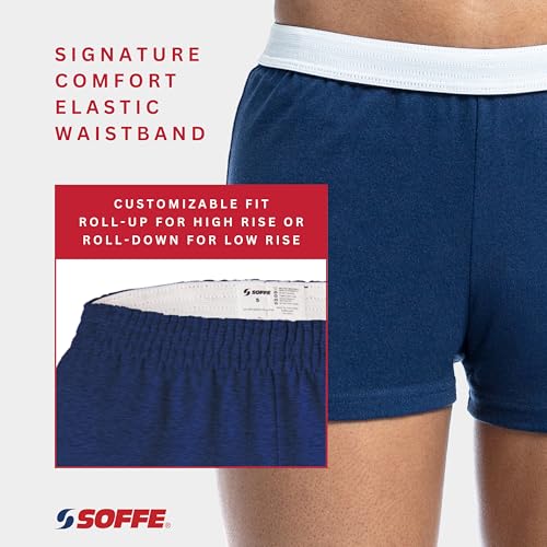 Soffe Women's Cheer Shorts 3-Inch Inseam Athletic Cotton Blend Navy X-Large 2 Pack