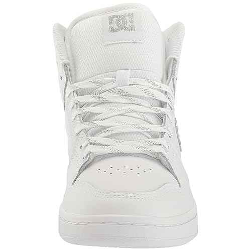 DC Women's Manteca 4 High Top Skate Shoe, White/Silver, 8