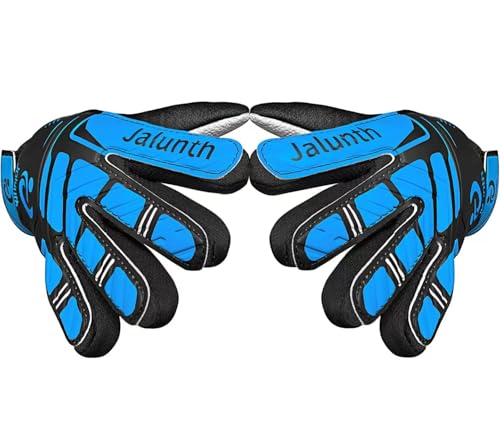 Kids Soccer Goalkeeper Gloves - Blue, Size 8, Anti-Skid Latex Grip, Youth Training Gloves for Ages 11-14
