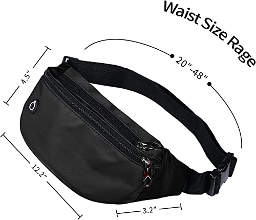 Water-Resistant Sport Waist Pack Bag for Men and Women 3-Pack - Black, Grey, Royal Blue