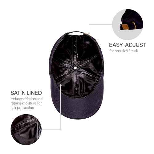 Red by Kiss Satin-Lined Baseball Cap, Comfortable Fit Adjustable Hat, Hair Protection Unique Designs