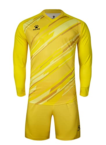 Men's Soccer Goalkeeper Jersey Set - Padded Shirt Shorts Socks, 14 Years Yellow
