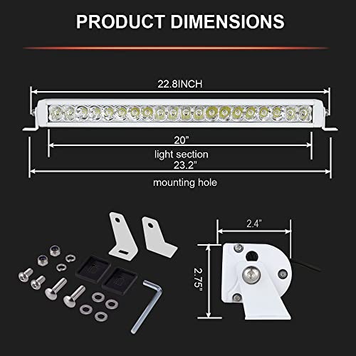 22 Inch Waterproof LED Boat Light Bar, BIGLIONX 200W Spot & Flood Combo, Marine IP68