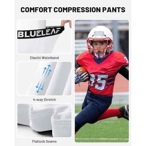 Blueleaf Boy's Compression Leggings Youth Athletic Tights Basketball Baseball Football Pants Quick Dry Sports Base Layer