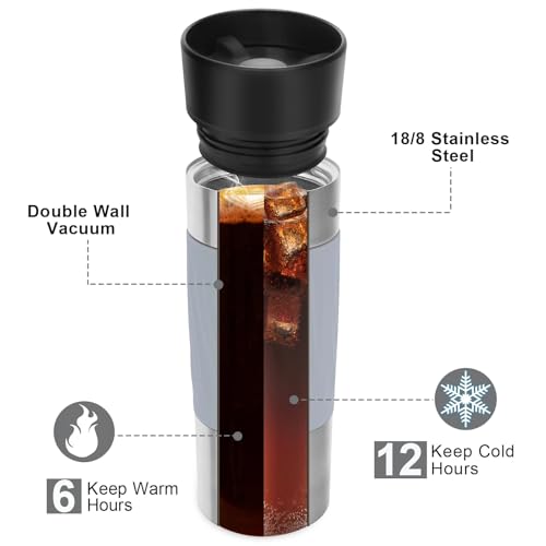 Frost Ripple Travel Coffee Mug 17 oz Leak Proof Stainless Steel Insulated Tumbler