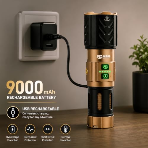 Rechargeable LED Flashlight 40W High Lumens with Zoom & Mount Hole