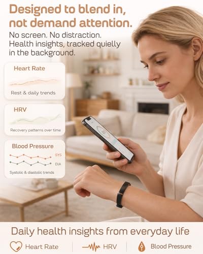 FITVII Screenless Fitness Tracker for Women & Men - Black, Waterproof Wellness Band