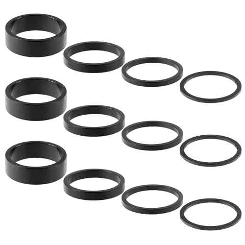 12 PCS Bike Stem Spacers 1 1/8, 4 Sizes Aluminum Alloy Bike Headset Spacers Bikes Handlebar Stem Spacers Fit 1-1/8 Inch Stem Mountain Bike Road Bikes Handlebar (10mm 5mm 3mm 2mm)