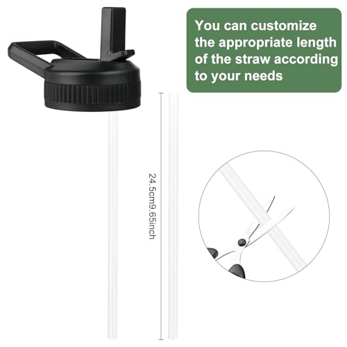 Straw Lid for Nalgene Wide Mouth Water Bottles 32 OZ, Replacement Straw Lid Compatible with Nalgene 32 OZ Bottles, Top Lids With 2 Straws and 1 Straw Brush (Black)