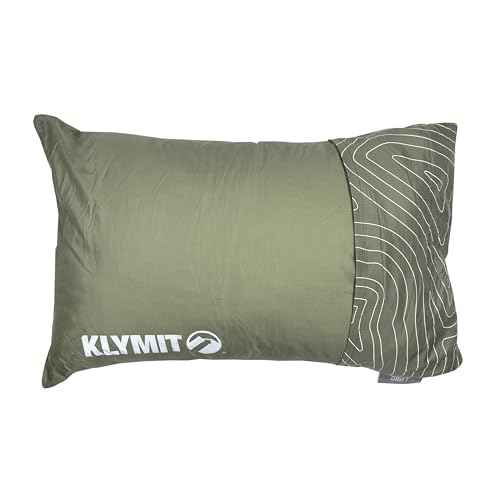 Klymit Drift Camping Pillow, Shredded Memory Foam Travel Pillow with Reversible Cover for Outdoor Use, Green, Large
