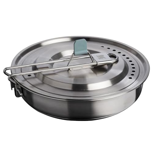 Stanley Wildfare Core 12-Piece Stainless Steel Fry Pan Cook Set | 1 qt Fry Pan with Fold & Lock Handle | Plates, Utensils, Spatula | Camping Essentials for Your Camp Kitchen | BPA-Free