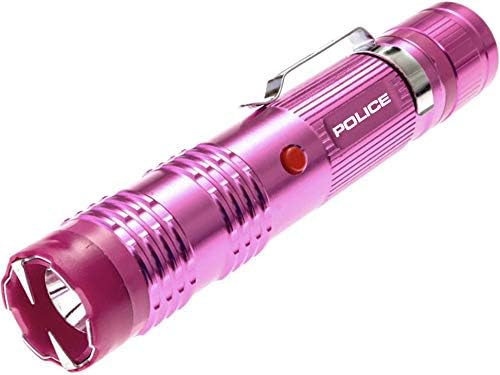 POLICE Stun Gun for Self Defense – M12 Aluminum High Voltage Mini Rechargeable with LED Flashlight, Compact & Heavy Duty – Personal Security for Women – Pink