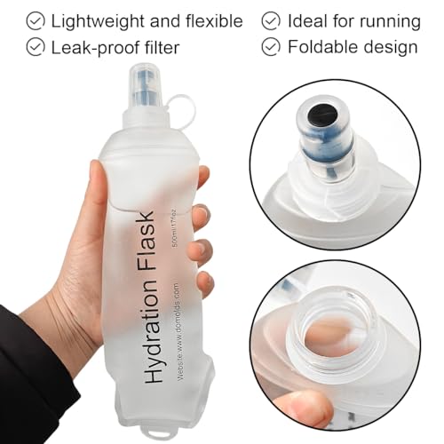 2pcs 500ml Collapsible TPU Soft Water Bottles for Hiking Running Cycling