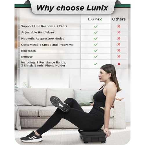 Lunix LX18 Vibration Plate Exercise Machine with Handles & Magnetic Acupoints, Power Platform for Lymphatic Drainage, Full Body Workout Home Fitness Equipment with Phone Holder