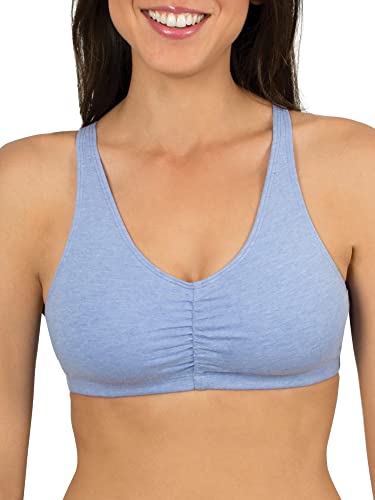 Women's Adjustable Shirred Front Racerback Sports Bra Multi Pack - Heather Grey, White, Blue Gem, 36