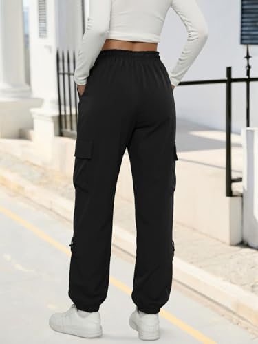 COPYLEAF Women's Quick Dry Cargo Pants Medium Black - Baggy Joggers