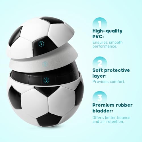 U&C Planet Soccer Ball Size 2 B/W Classic for Toddler Kids & Youth 3-12 Variation of THIS listing