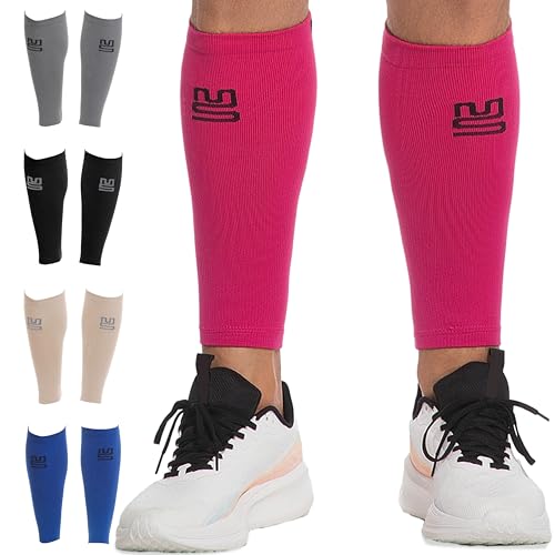 Modetro Sports Calf Compression Sleeves Large-X-Large Pink - Shin Support for Running & Injury Relief