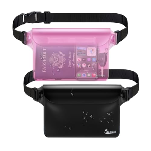 Waterproof Fanny Pack Dry Bag Phone Pouch for Beach Swimming Kayaking Black+Pink