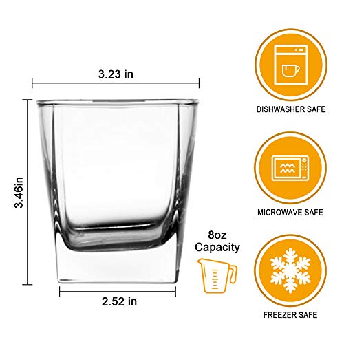 Heavy Base Whiskey Glasses Set of 12 - 8 oz Classic Lead-Free Glassware