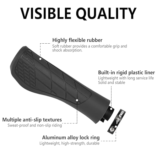 Black Ergonomic Non-Slip Bike Handlebar Grips for BMX and Scooters