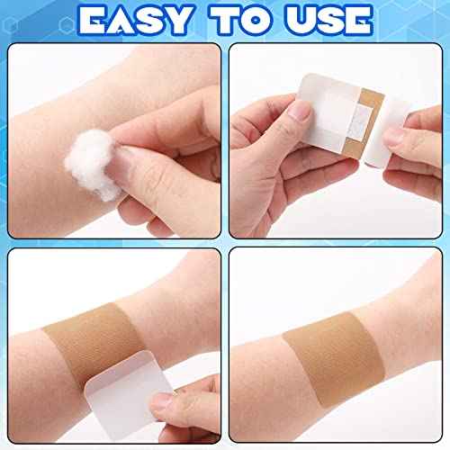 Marsui 60 Pcs Large Adhesive Bandages 2 x 3 Inch Wound Care Supplies Fabric Adhesive Strip Patch Waterproof Fabric Flexible Bandage Wrap Gauze Pads for Skin Care and Protect Wounds