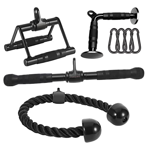 Set of 4 Cable Attachments for Home Gym - Heavy Duty Steel Lat Pulldown & Tricep Handles