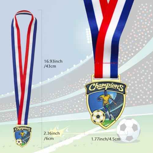 Donrime 12 Pieces Soccer Medals for Kids, Gold Metals Awards Medal for Kid¡¯s Sports Soccer Games, Soccer Party Favors, 2 Inches