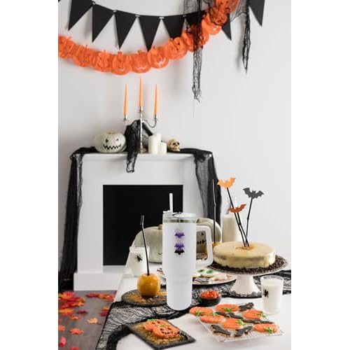 Halloween Stanley Cup Decoration ? Bat Cup Charm for Stanley 30oz 40oz, Bat Straw Supplies, Purple Water Bottle Accessories
