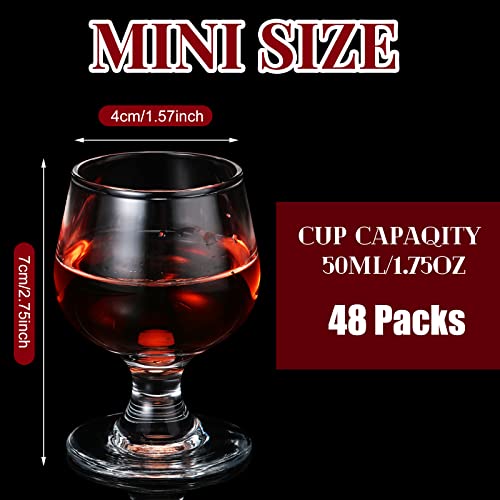 48 pcs Mini Cognac Snifter Glasses 1.7 oz Brandy & Whiskey Tasting Cups