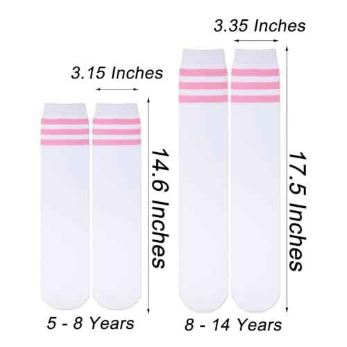 Pareberry Boys Girls Over the Calf Striped Tube Socks Cotton Soft Retro Athletics No Heel Socks for Kids 5-14 Years