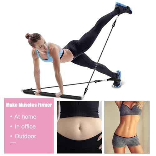 Pilates Bar Kit with Resistance Band-Multifunctional Portable Weighted Exercise Pilates Bar, Home Gym with Beginner Workout Equipment, Yoga Set for Full Body