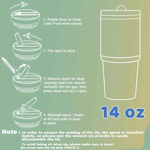 2 PACK 14 Oz Leak Splash Proof Lid, 14 Oz Tumbler Detachable Flip Straw Lid Replacement Accessories, Reusable Spill Proof Screw on Flip Straw Tumbler Cover (Black, Rose Quartz)