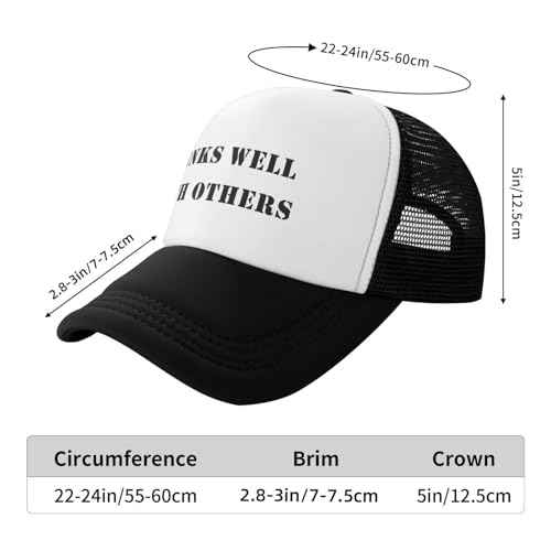 Drinks Well with Others Hat Funny Baseball Caps Adult Mesh Trucker Hats Adjustable Sport Cap Men Women Black