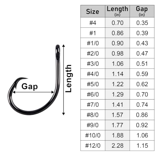 Dr.Fish 30 Pack Circle Hooks #2/0 3X Strong Inline Saltwater & Freshwater Fishing Hooks